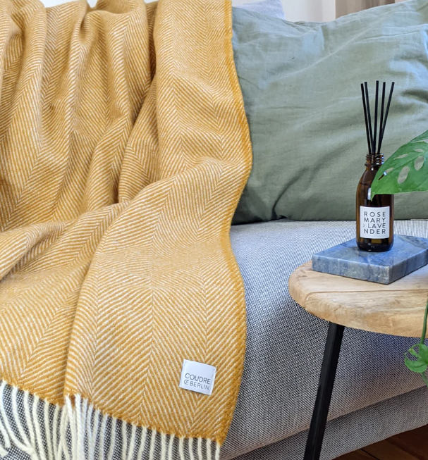 Wool blanket - Herringbone - Amber