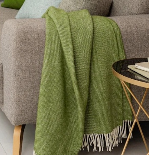 Wool blanket - Herringbone - Moss