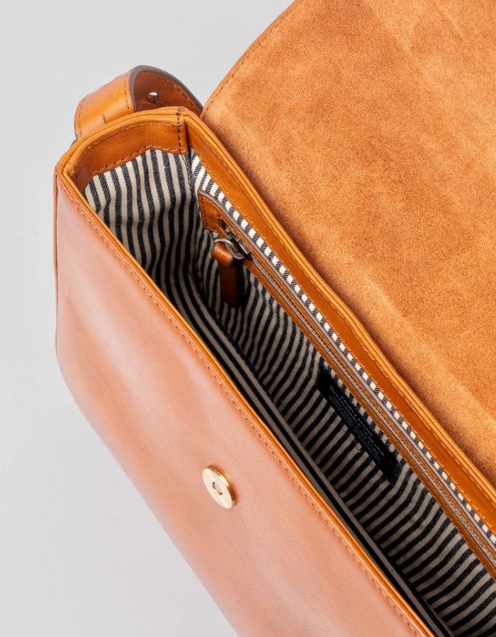 Sac Gina - cuir classique lisse - Cognac