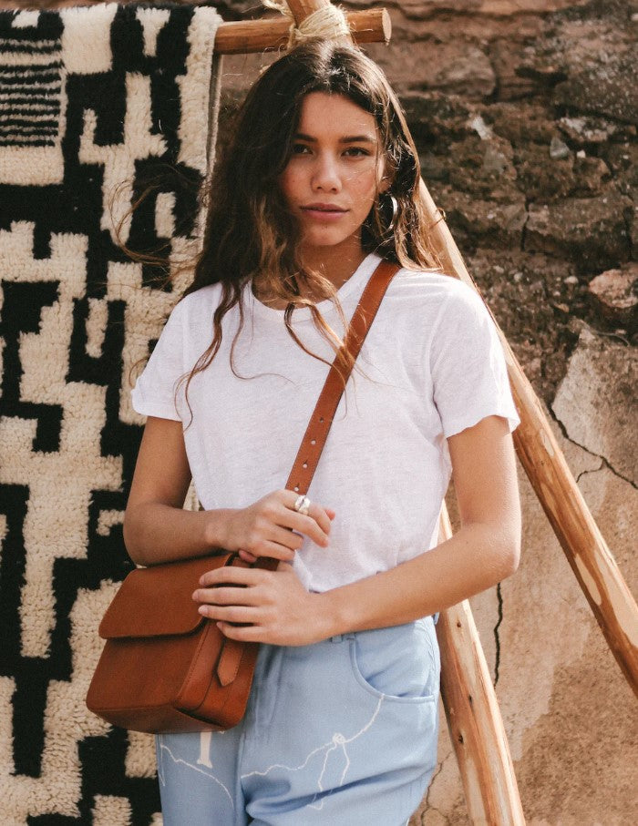Sac Gina - cuir classique lisse - Cognac