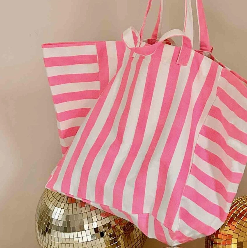 Sac Elisa imprimé rayures - Rose fluo