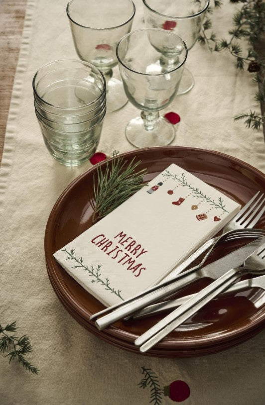 Serviettes en papier - Merry Christmas and Christmas garland - 16 pces - 95951-00