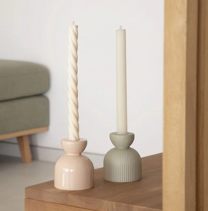 Bougeoir / vase en céramique Lus - mini - Poudré