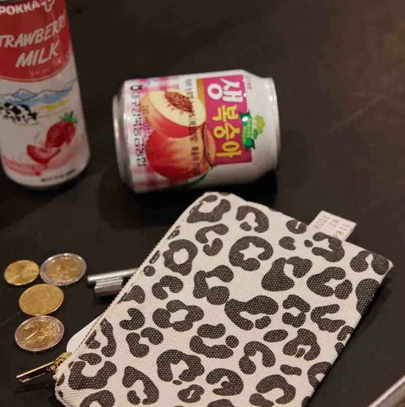 Porte-monnaie Marie imprimé léopard - Graou greige