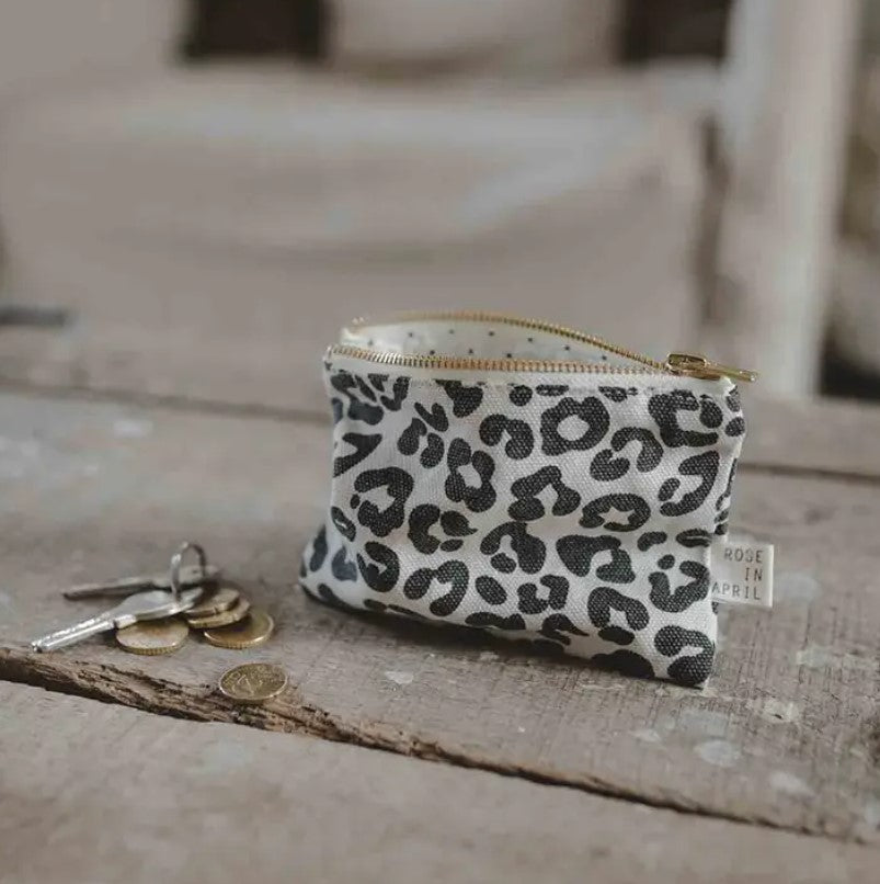 Porte-monnaie Marie imprimé léopard - Graou greige
