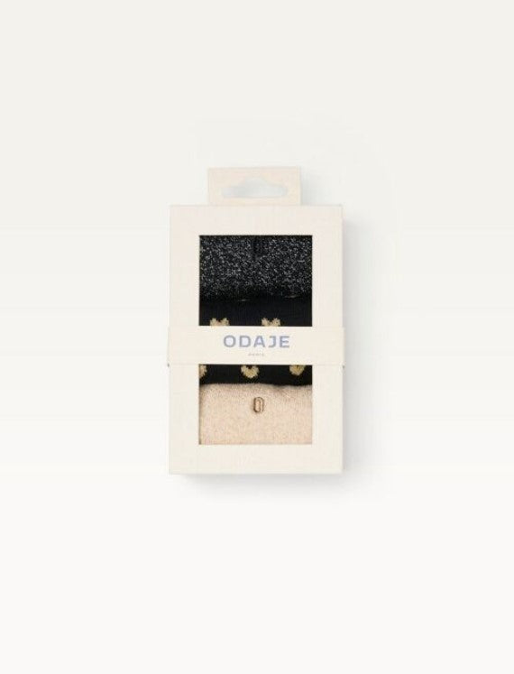 Pack de 3 chaussettes - Petit coeur noir doré