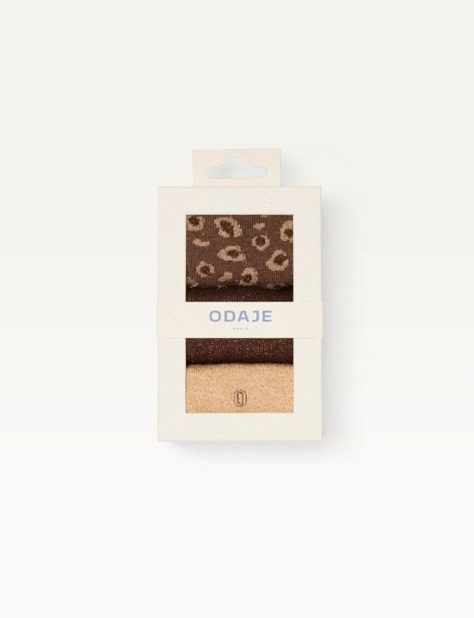 Pack de 3 chaussettes - Paillettes et léopard marron doré