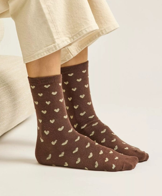 Pack de 3 chaussettes - Petit coeur marron doré