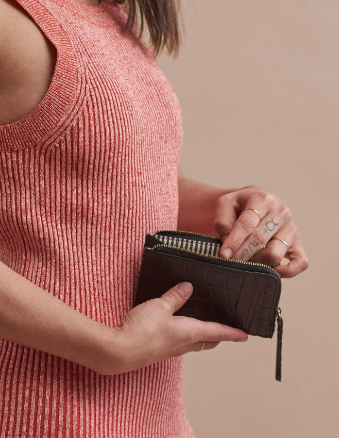 Lola Coin Purse - Croco Black