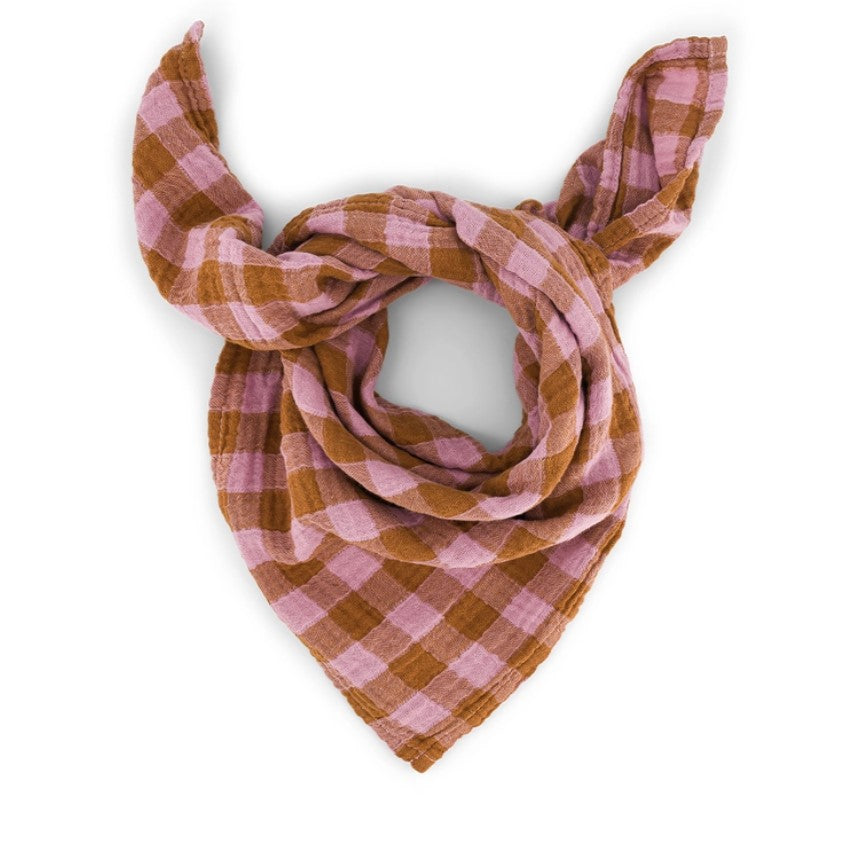 Foulard Bianca - Vichy - Caramel / Mauve