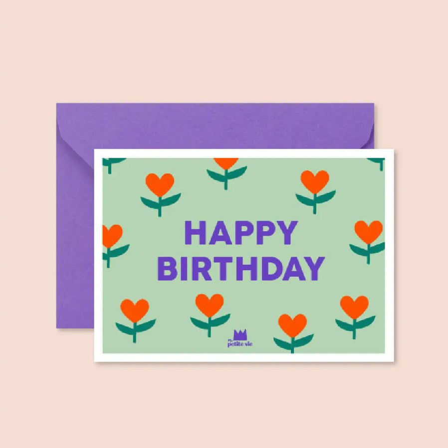 Carte avec enveloppe - Happy birthday petits coeurs