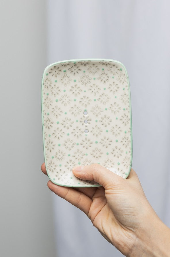 Soap Dish - traditional - motif bleu - POR697