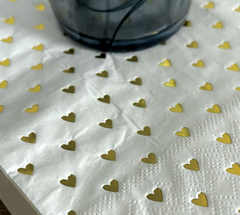 Serviettes en papier - coeurs dorés - pack de 20 - 016416