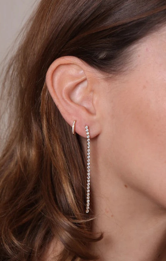 Boucle d'oreille à la pièce - Mini créole - Brillante - Blanc