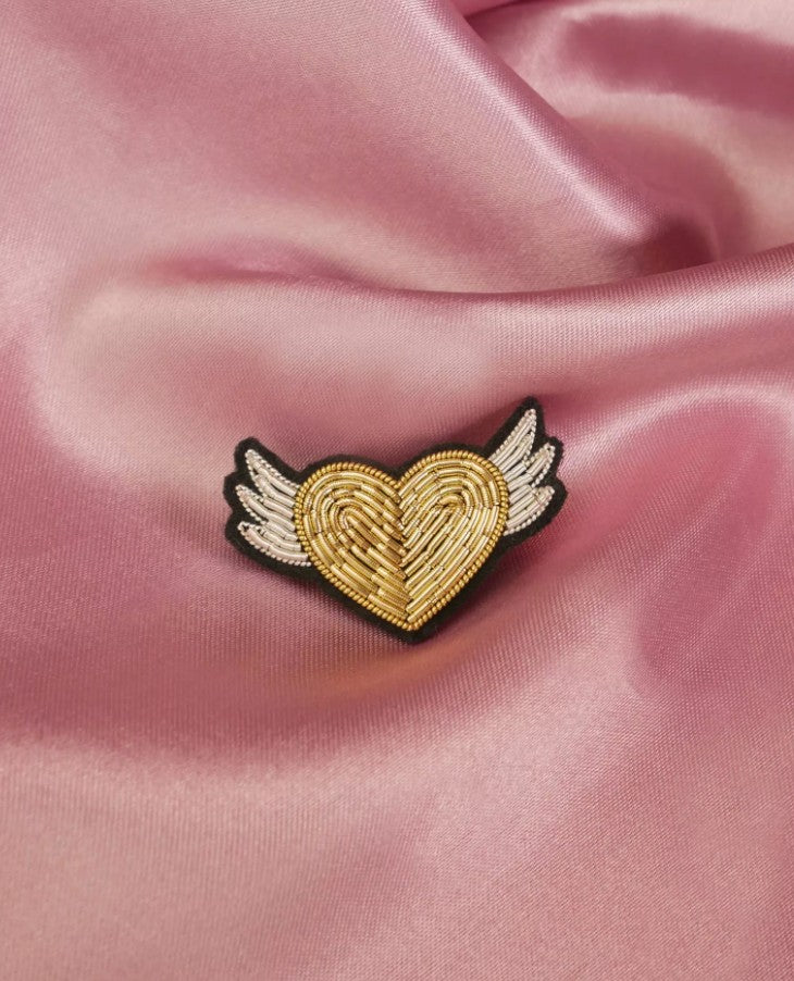 Broche - Coeur ailé doré