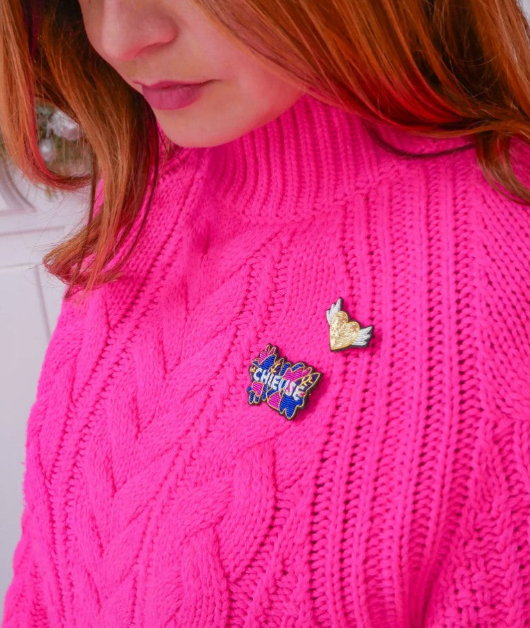 Broche - Coeur ailé doré