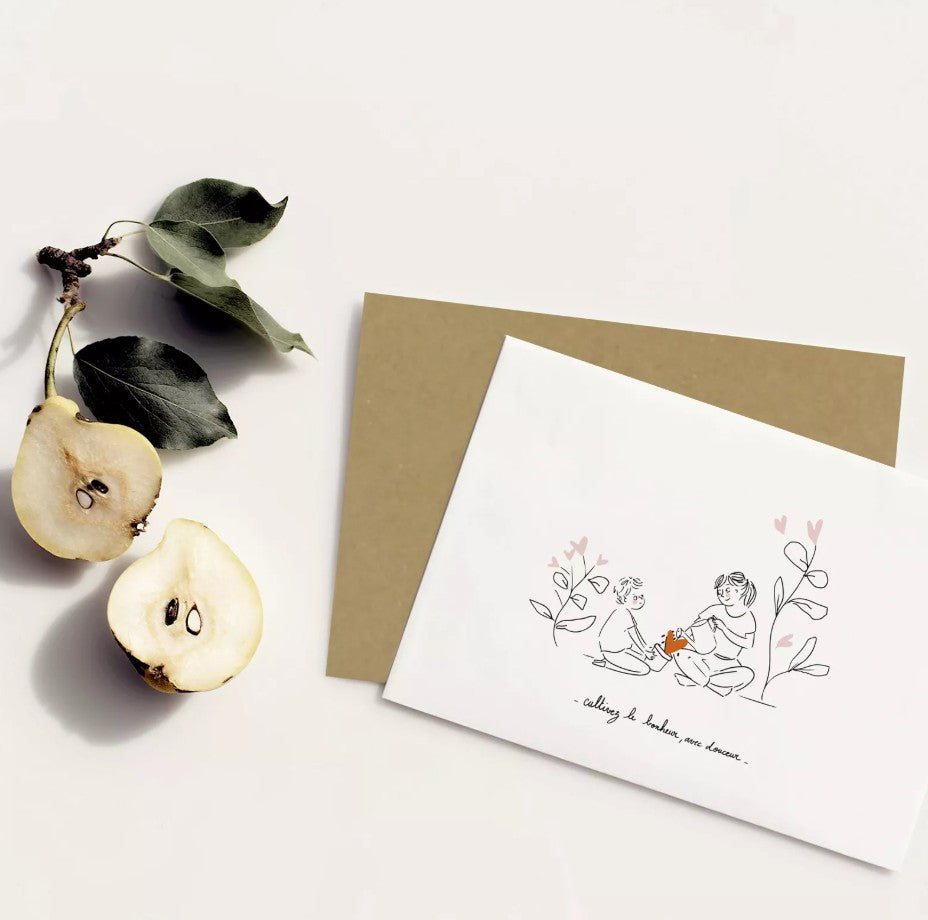 Carte avec enveloppe - Cultivez le bonheur avec douceur - garçon