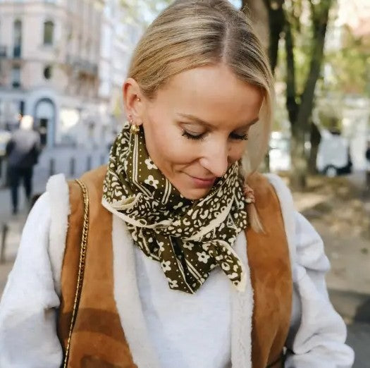 Foulard léopard - Flower green