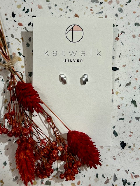 Boucles d'oreilles - argent - doubles minis rectangles bombés