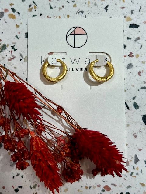 Boucles d'oreilles - messing - créoles épaisses martelées - small