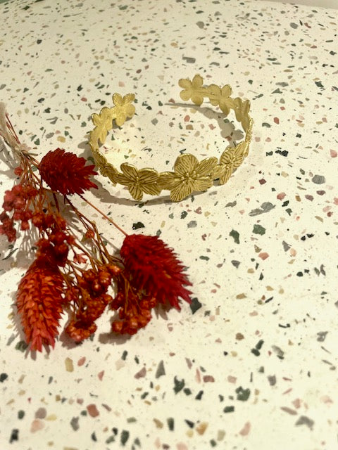 Bracelet - messing - fleurs