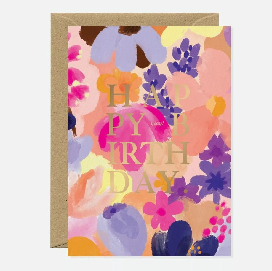 Carte A6 avec enveloppe - HBD Flower garden