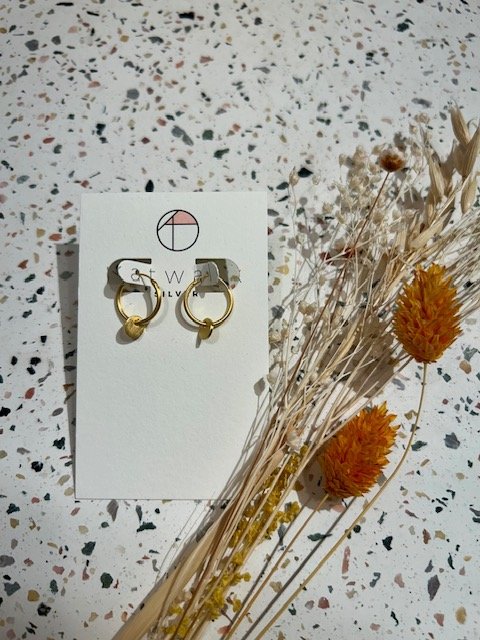 Boucles d'oreilles - or - créole + breloque lisse