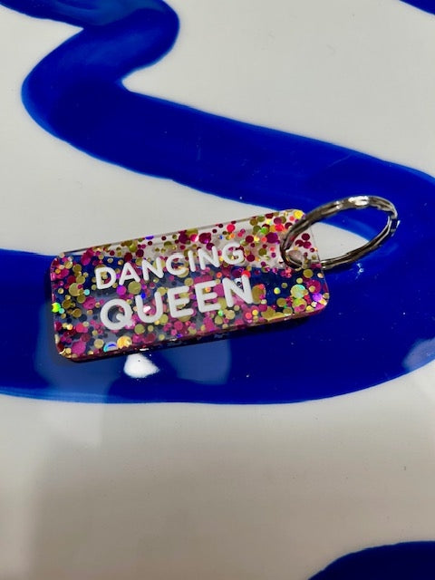 Porte clés à paillettes - Dancing queen - Fuchsia/or