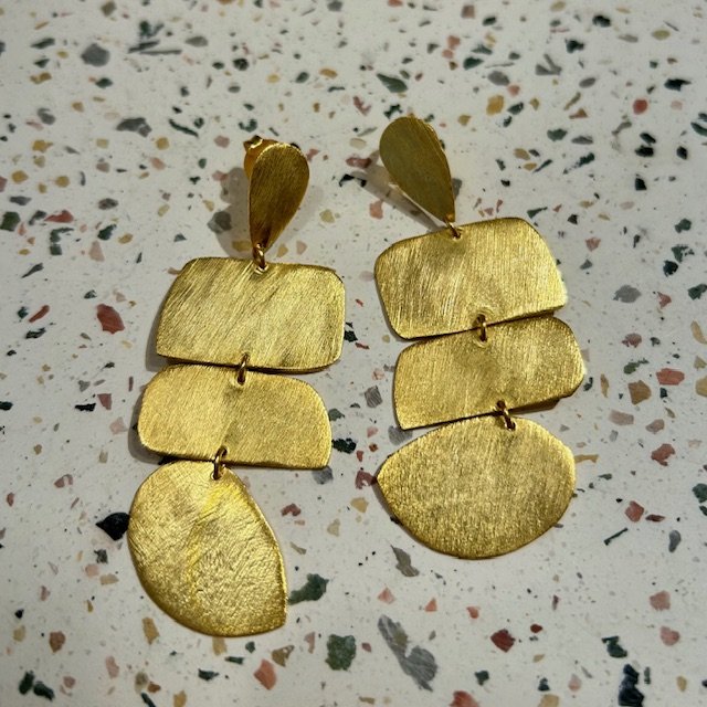 Boucle d'oreilles en laiton plaqué or - Trio