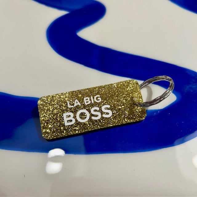 Porte clés à paillettes - La big boss - Or