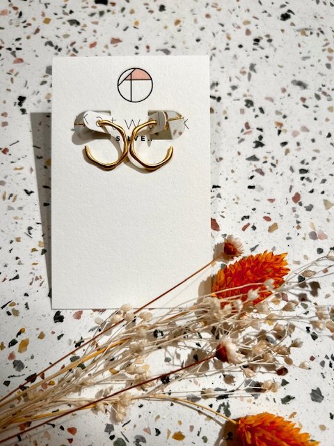 Boucles d'oreilles - or - créoles hexagone arrondi