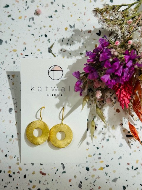 Boucles d'oreilles - messing - disque strié