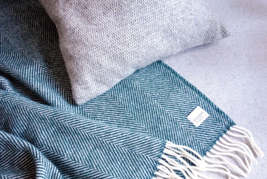 Wool blanket - Herringbone - Petrol