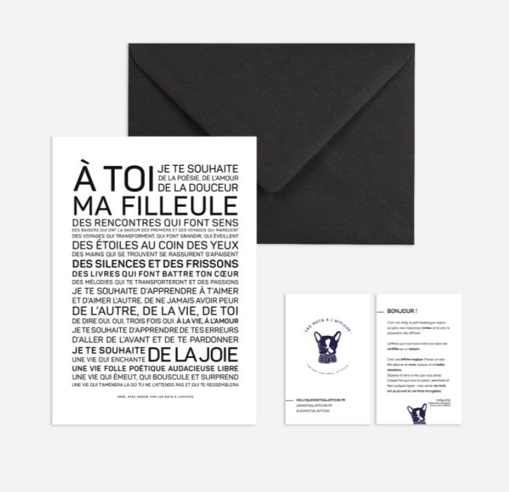 Carte postale avec enveloppe - A toi ma filleule