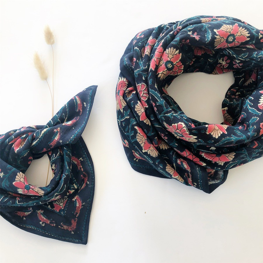 Foulard Latika - Bird - Céleste