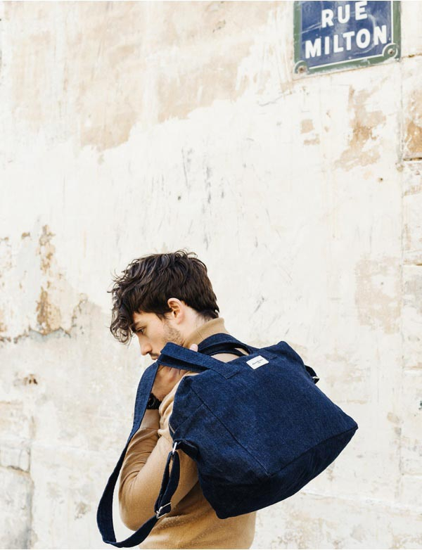 Sauval le city bag en denim upcyclé - Denim foncé
