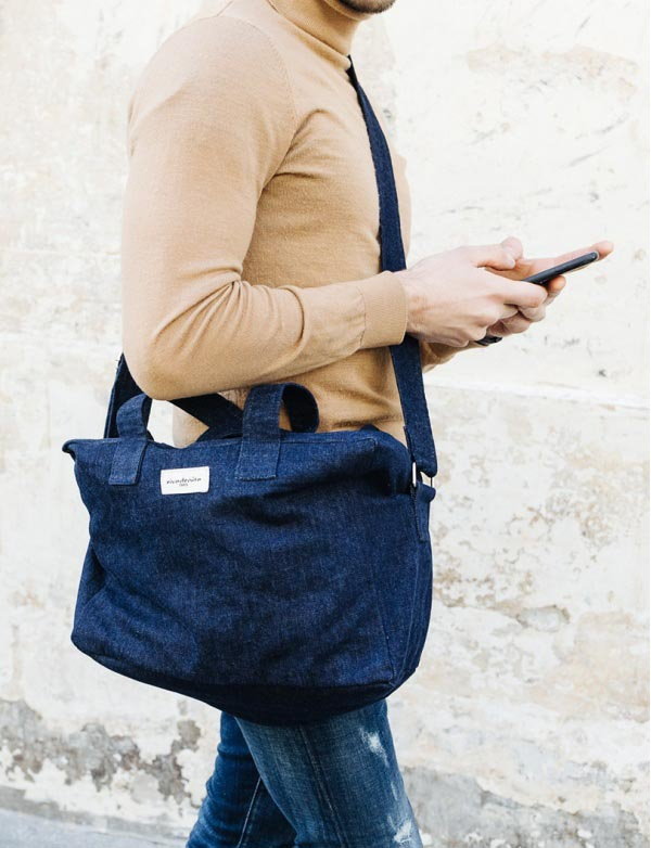 Sauval le city bag en denim upcyclé - Denim foncé
