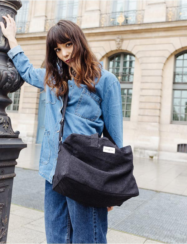 Sauval le city bag en coton recyclé - Noir