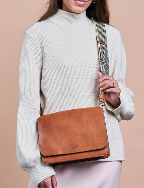 Sac Audrey - Cuir Classique à Carreaux Cognac