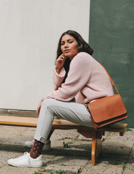 Sac Audrey - Cuir Classique à Carreaux Cognac