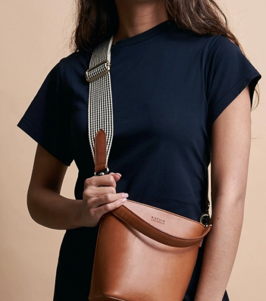 Sangle de sac à carreaux noirs et blancs - Cognac