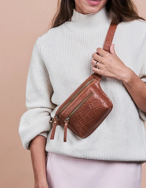 Sac Banane Beck - Wild Oak Soft Grain Croco Leather