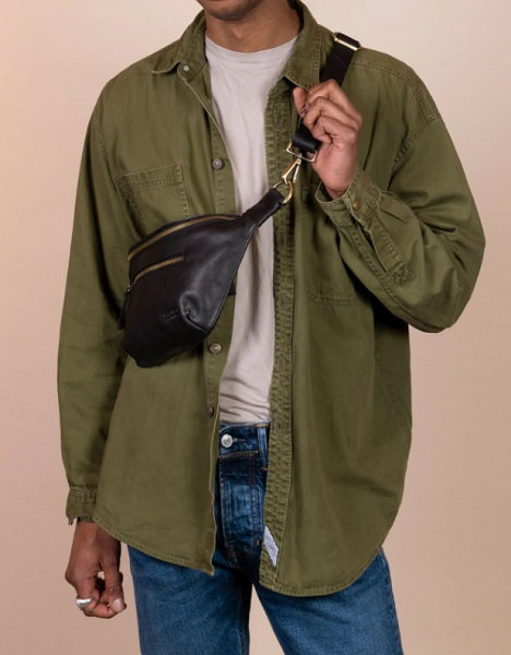 Sac Banane Drew - Black Soft Grain Leather