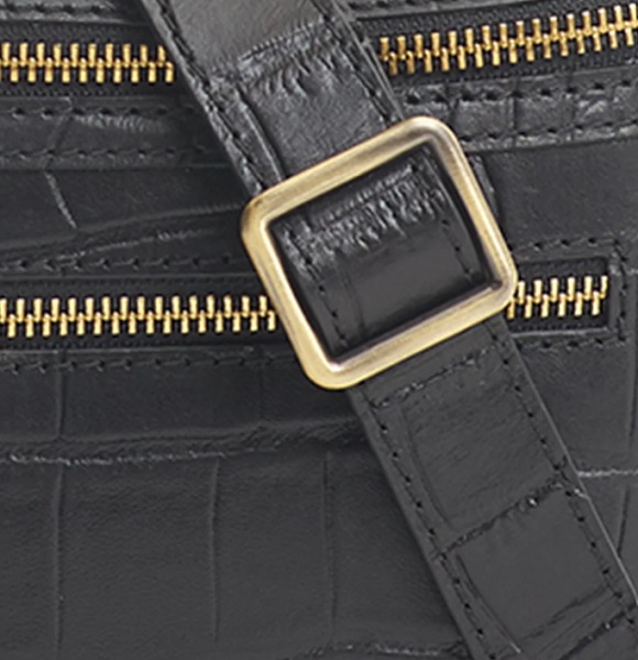 Sac Banane Beck - Wild black Soft Grain Croco Leather