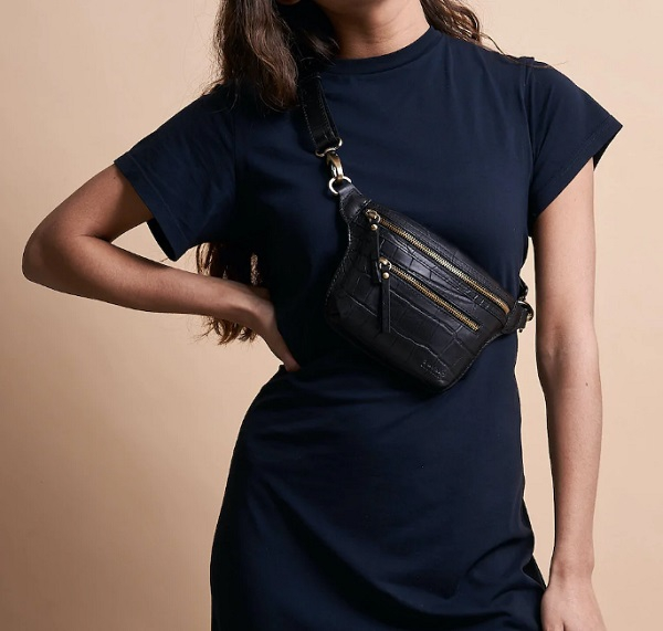 Sac Banane Beck - Wild black Soft Grain Croco Leather