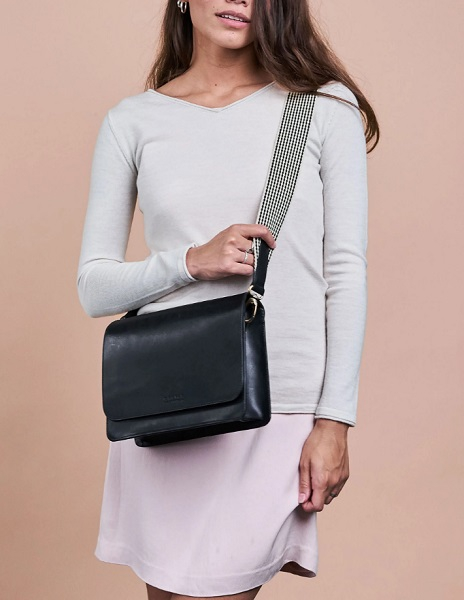 Sac Audrey - Cuir Classique à Carreaux Noir