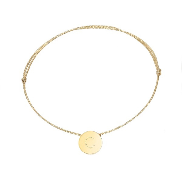 bracelet cordon doré - lettre U