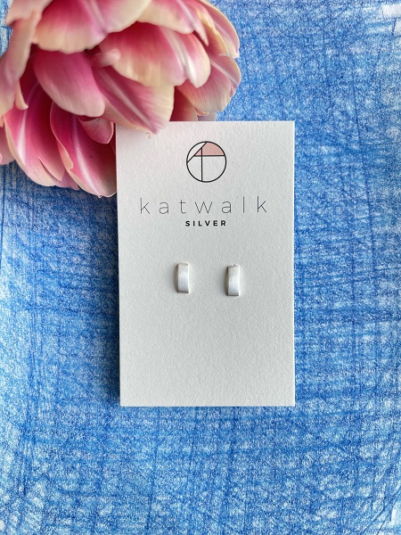 Boucles d'oreilles - argent - rectangle bombé