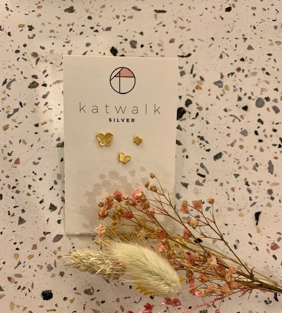 Boucles d'oreilles trio - or - papillons