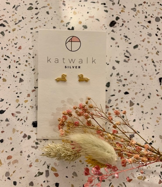 Boucles d'oreilles - or - teckel creux